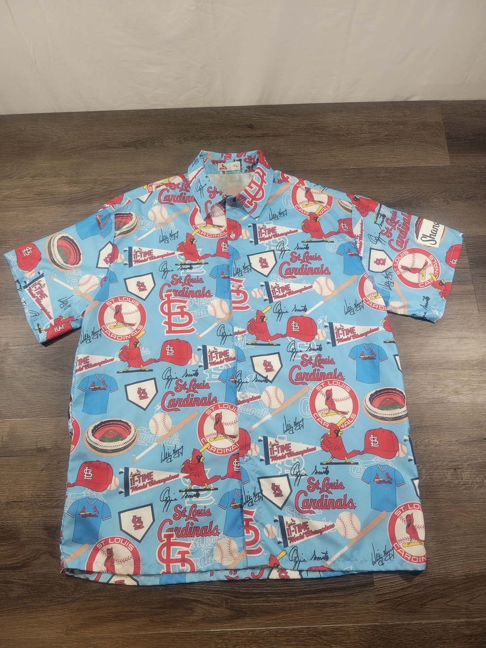St Louis Cardinals All Over Hawaiian Style Button Up Shirt SGA MLB Men’s XL